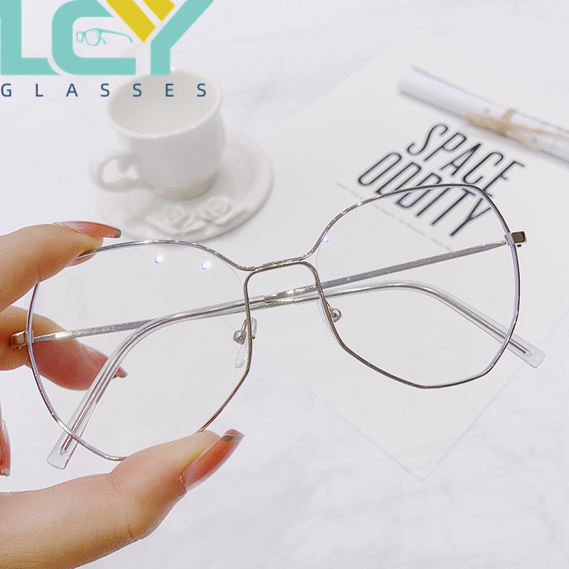 Mắt Kính Gọng Kim Loại Chống Ánh Sáng Xanh Phong Cách retro Mẫu Mới Dành Cho Nữ # 0°-6.0° (Tại Chỗ) 7738