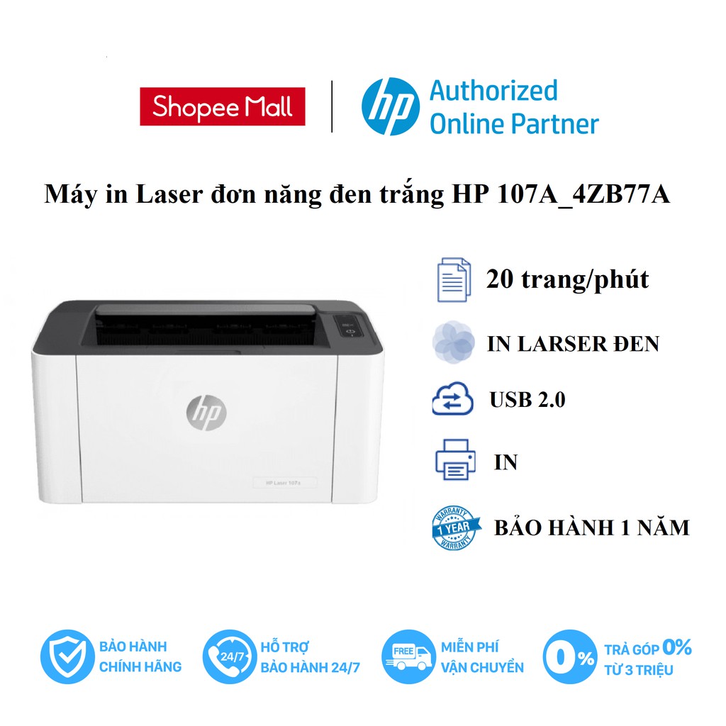 Máy in Laser đơn năng đen trắng HP 107A_4ZB77A – Hàng chính hãng