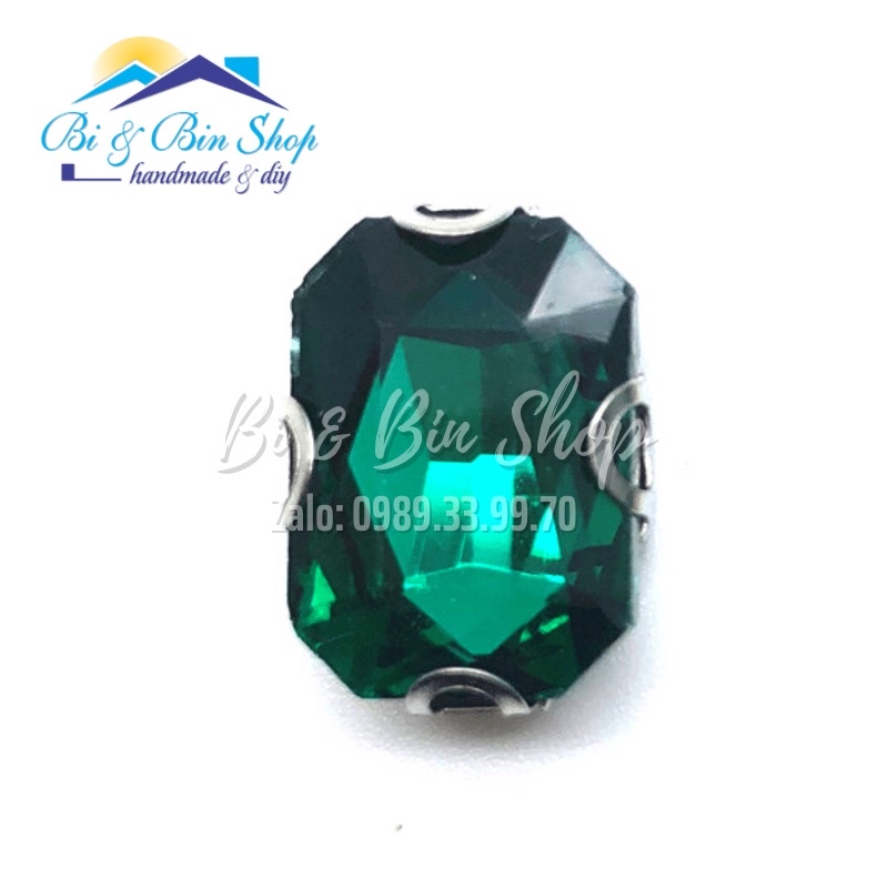 2 Viên Đá Đế Chữ Nhật 18x25mm Đính Kết Trang Phục Thời Trang, Trang Trí Vương Miện - Bi &amp; Bin Shop
