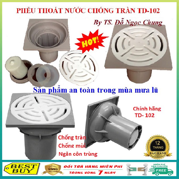 (Made in Việt Nam) Phễu thoát nước chống tràn, chống mùi toàn diện TD-102, Giải pháp an toàn trong mùa mưa lũ