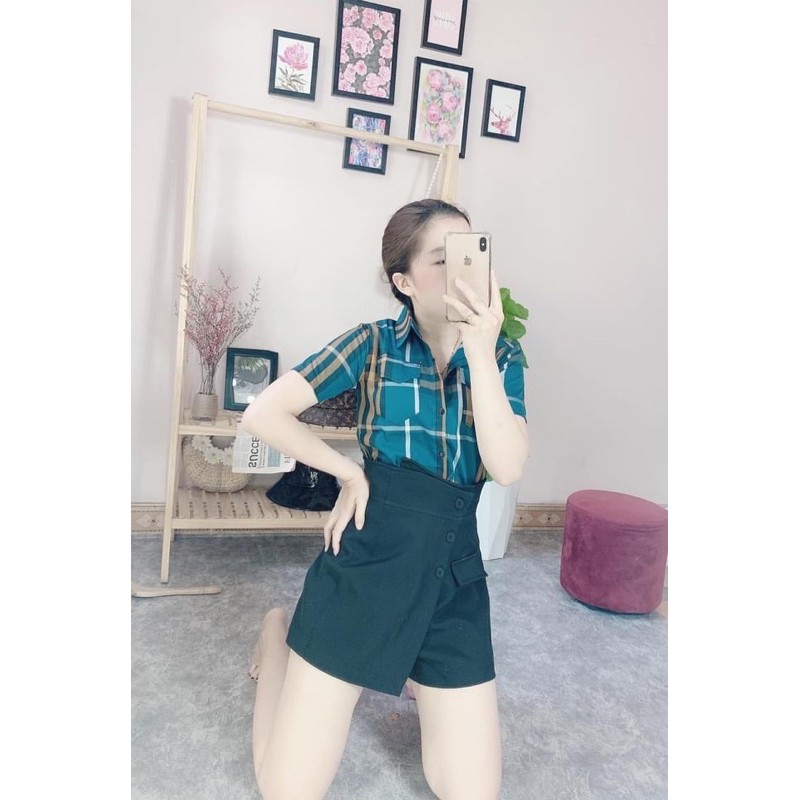 ÁO SƠ MI KẺ BẮP TÚI NGỰC TAY CỘC | BigBuy360 - bigbuy360.vn