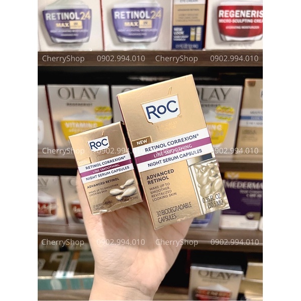 [Hàng Pháp] Tinh chất dạng viên chống nhăn da RoC Retinol Correxion Line Smoothing Night Serum Capsules (30 viên/10.5ml)