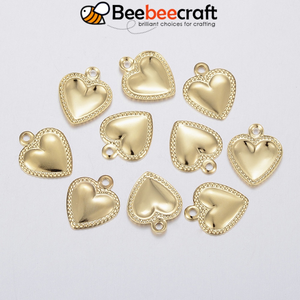 Set 2-100 Charm Lỗ Trái Tim Bằng Thép Không Gỉ 304 10x8x0.8mm 1mm