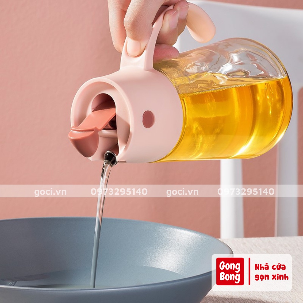 Bình đựng dầu ăn thủy tinh có chia vạch tay cầm dung tích 650ml tiện ích cho nhà bếp xinh