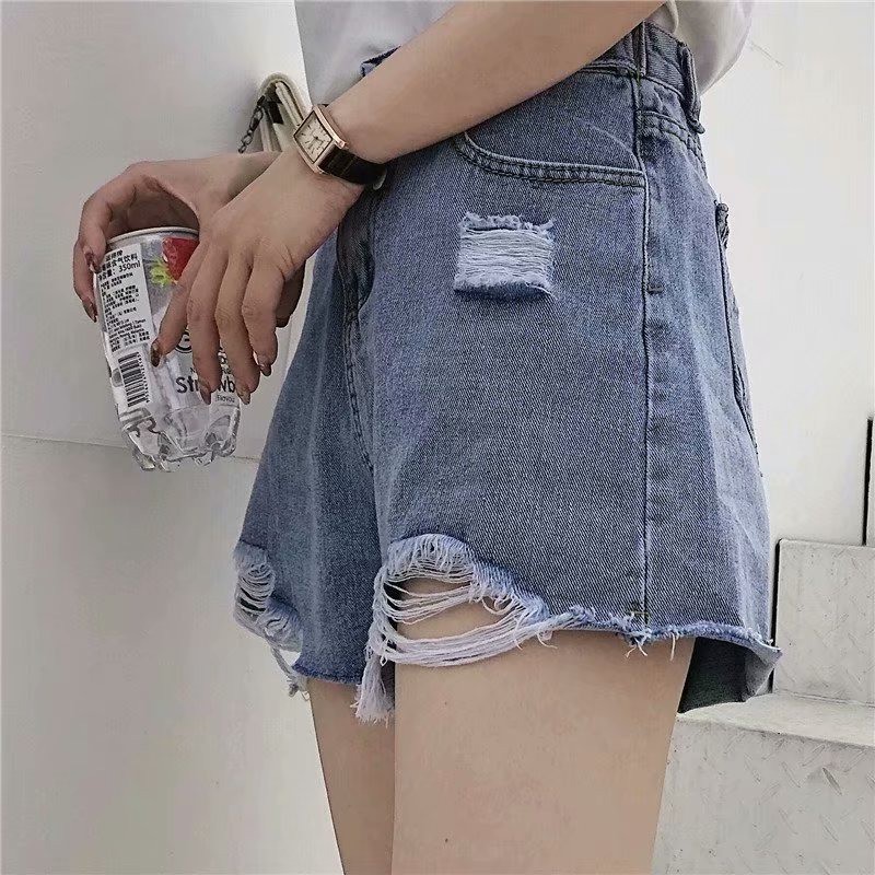 Quần short denim Daduhey ống rộng lưng cao thời trang mùa hè 2020 dành cho nữ