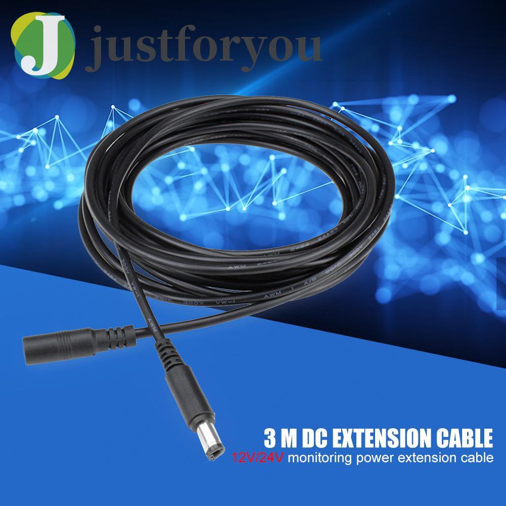 Justforyou 3m 12V 24V DC Power Cord Male to Female Adapter Extension Cable CCTV Wire