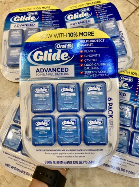 💦❄️Chỉ nha khoa Oral-B Glide Advanced Multi-Protection Floss 44m - vỉ 6 hộp 264m❄️💦