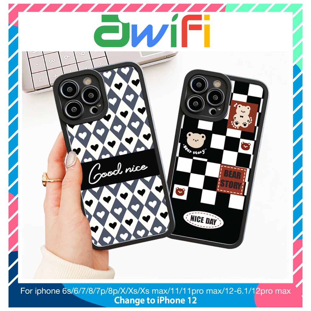 Ốp lưng iphone cạnh vuông lỗ camera gấu nice 6s/6splus/7/7plus/8/8plus/x/xs/11/12/13/pro/max/plus/promax-Sale Sốc U3-6