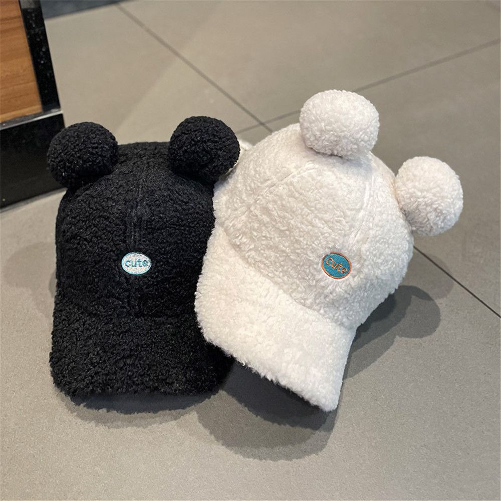 Mũ lưỡi trai vải len dày giữ ấm mùa đông hình tai gấu dễ thương nhiều màu sắc phong cách hip hop cho nam và nữ