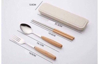Bộ thìa dĩa đũa hộp lúa mạch