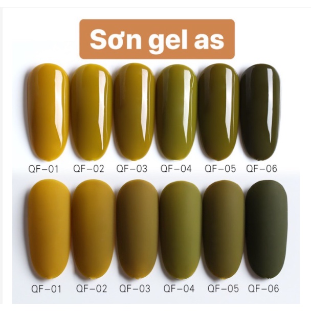 Sơn gel As xanh lá úa QF chai đen đỏ bất kỳ
