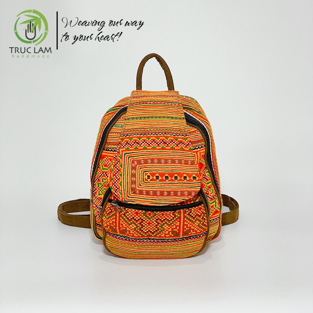 Balo Thời Trang Vải Thổ Cẩm Thêu Tay Thủ Công Họa Tiết Dân Tộc - Trúc Lâm Handmade