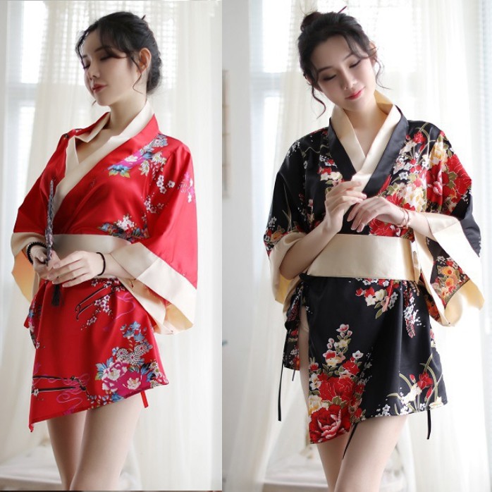 Bộ Đồ Ngủ Kimono In Hoa Quyến Rũ Cho Nữ