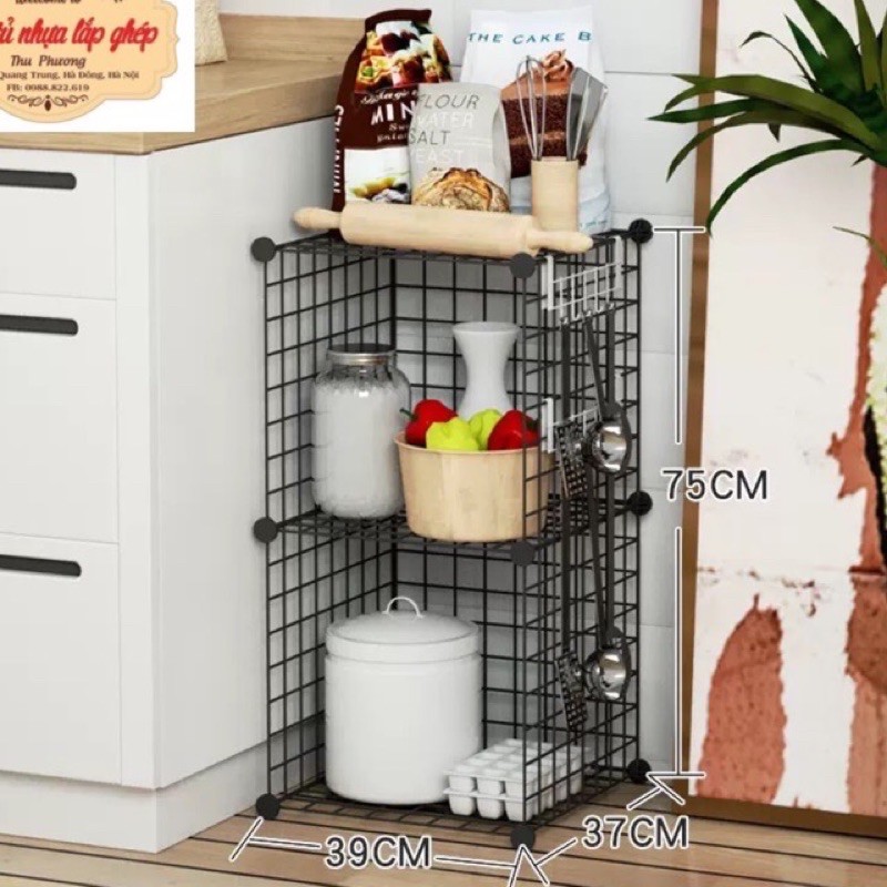 Khung lưới trang tri, decor, giá kệ sách 2 ô  siêu xink
