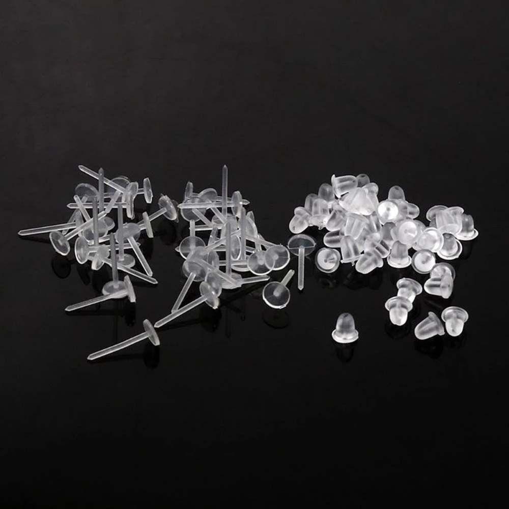 Set 50 Phụ Kiện Làm Bông Tai Bằng Nhựa Trong Suốt Chống Dị Ứng Tiện Dụng