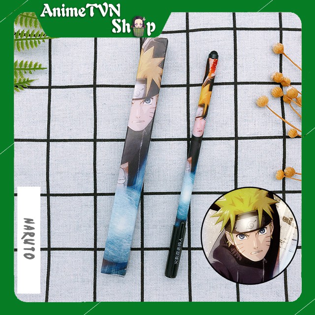 Bút Viết cao cấp Anime Naruto Shippuuden (Naruto, Itachi, Sasuke) - Dạ bi mực đen kèm hộp in hình thân bút và hộp