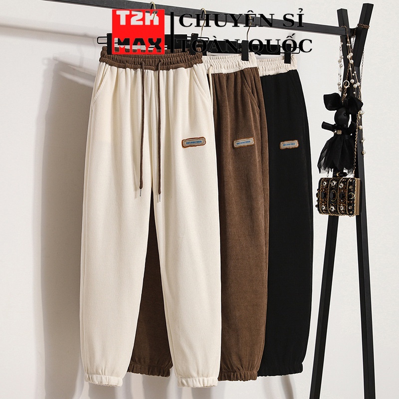Quần jogger nữ ống rộng lưng cao chất vải tổ ong rút dây bo gấu phong cách hàn quốc - T2K Max