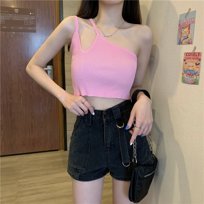 IELGY Áo Dệt Kim Cổ Chữ U Màu Trơn Kiểu Hàn Quốc Dễ Phối Đồ