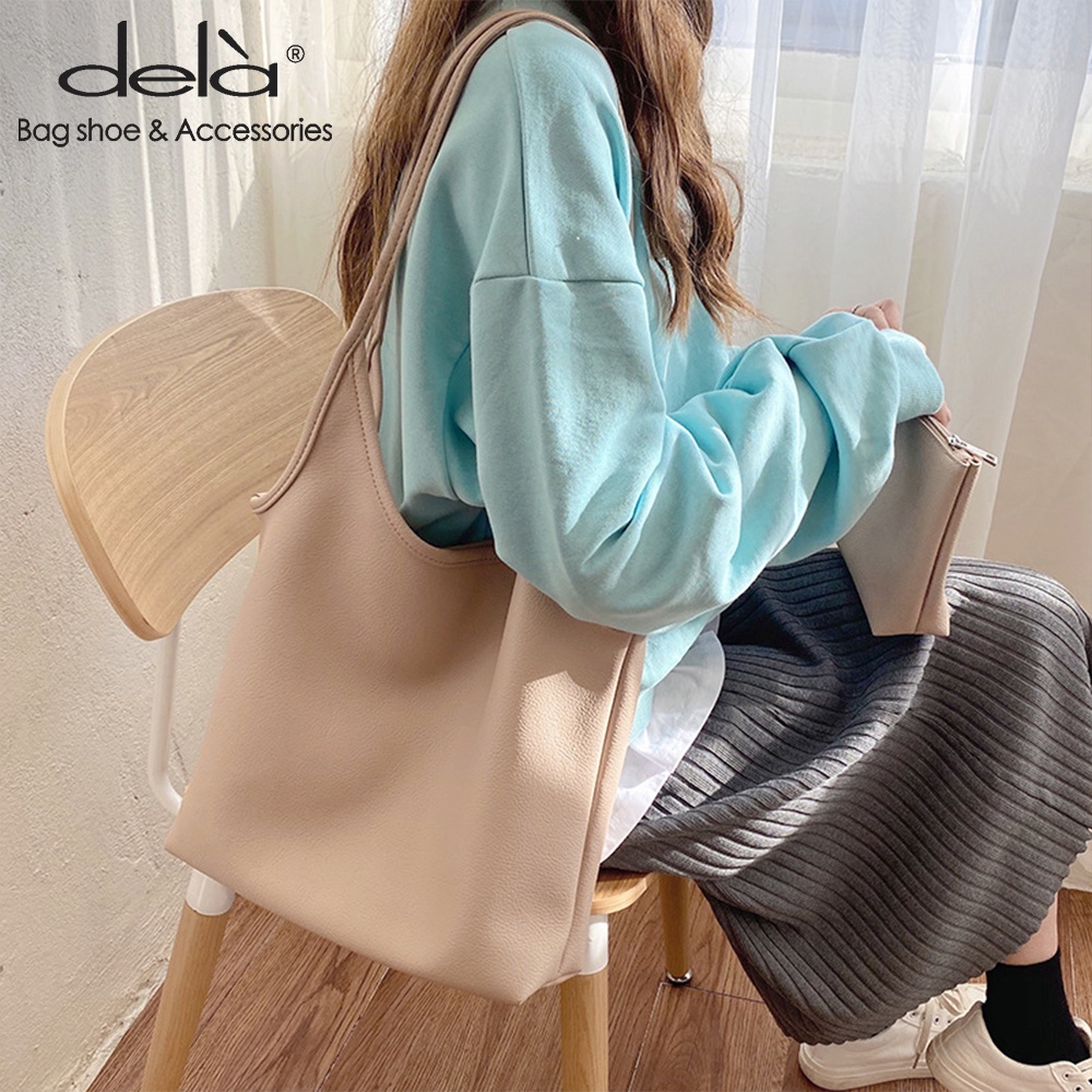 Dela Túi Xách Da Mềm Sức Chứa Lớn Phong Cách Hàn Quốc Mới