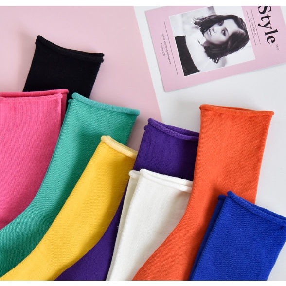 Vớ Tất cotton cổ nhún đủ màu phong cách Hàn Quốc, trẻ trung, năng động.