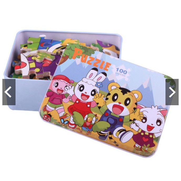 Bộ ghép hình 100 chi tiết hộp đựng thiếc (nhiều mẫu)