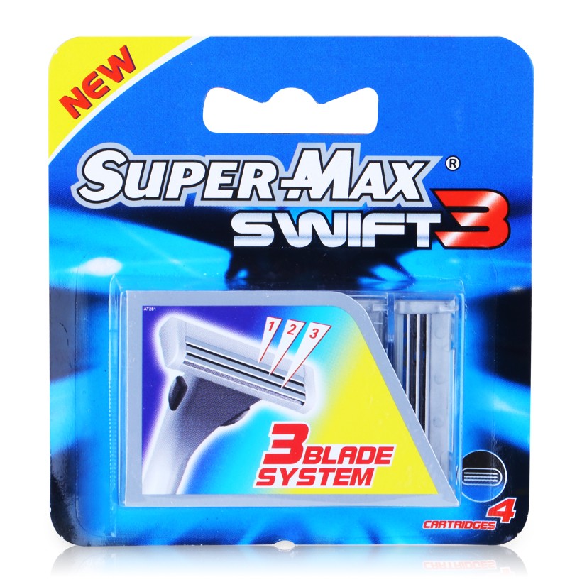 [Nhập khẩu] Đầu dao cạo siêu sạch Super-Max Swift 3 4 chiếc / Freeship từ 150k / Đầu dao cạo nhập khẩu