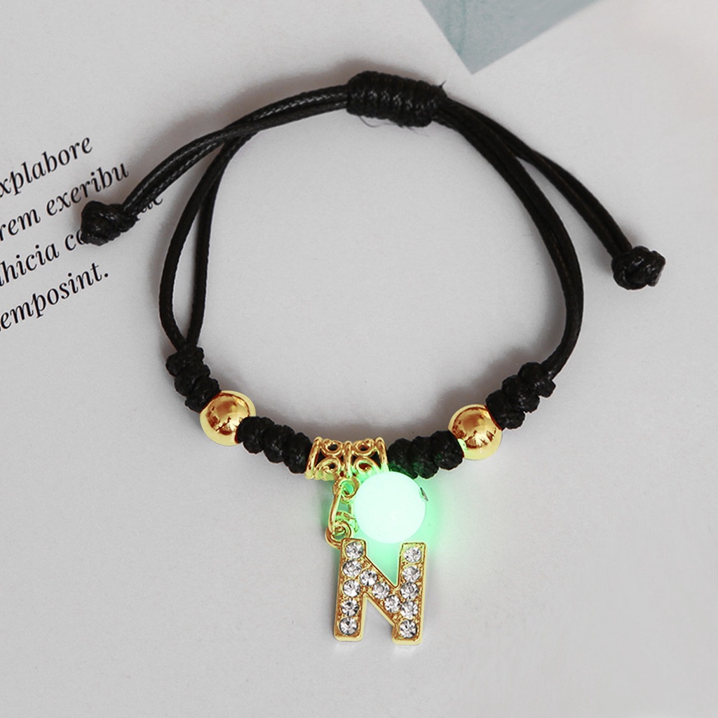 Vòng Tay Dây Bện Mặt 26 Chữ Cái Tiếng Anh Phát Sáng Thời Trang Hàn Quốc