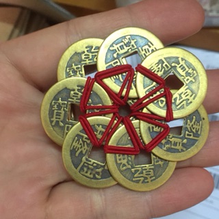 8 đồng xu tết chỉ đỏ (tiền xu bát bạch)