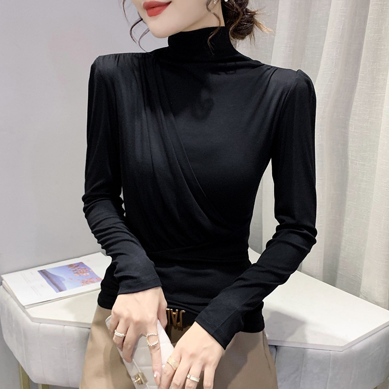 Màu trơn thiết kế mới thời trang mùa thu đông dành cho Áo thun dài tay nữ