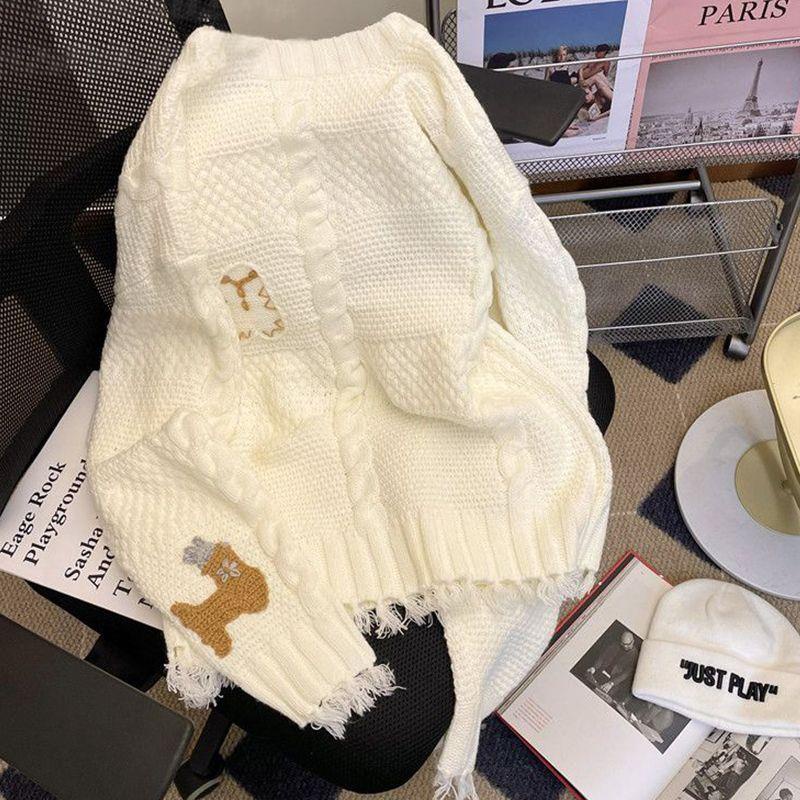 Áo Len Tay Dài Dáng Rộng Phong Cách Preppy Mới