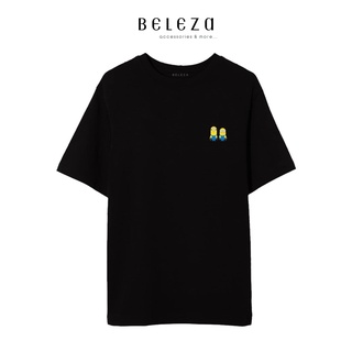 Áo thun đen beleza 100% cotton co dãn 2 chiều, hình in đa dạng, thời trang
