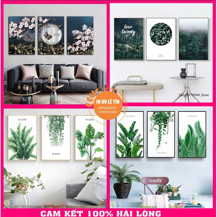 💥 GIÁ XƯỞNG💥 20 MẪU TRANH LÁ CÂY XANH, TRANH HOA LÁ in UV không phai màu trên nhựa FOMEX