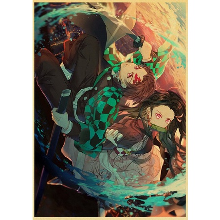 Demon Slayer: Kimetsu Không Yaiba Tanjirou Nezuko Anime Poster Giấy  Vintage Áp Phích Nghệ Thuật Dán Tường Ms: 348