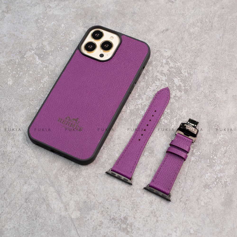 Dây da thủ công Epsom Tím dành cho Apple Watch đồng hồ thông minh Series 1/2/3/4/5/6/7/SE DDTC202