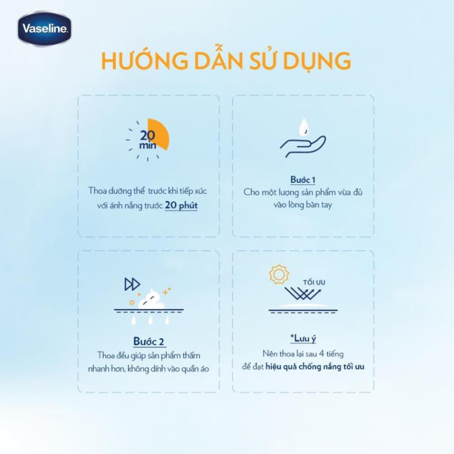 Vaseline 50x Serum chống nắng cơ thể SPF50 + dưỡng da sáng khoẻ 200ML