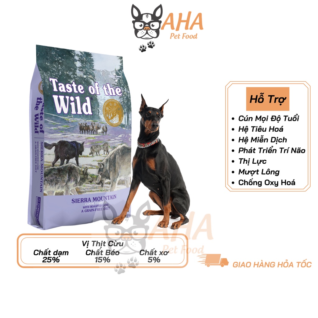 Thức Ăn Cho Chó Doberman Taste Of The Wild Bao 2kg - Thức Ăn Cho Chó, Vị Thịt Cừu, Trái Cây Rau Củ Quả Sierra Mountain