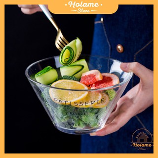 (Có sẵn) Bát thủy tinh salad chịu nhiệt 800ml - phong cách Bắc Âu – thích hợp đựng salad, hoa quả…