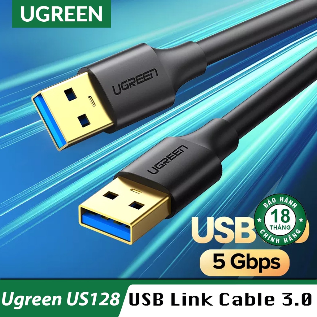 Cáp USB 3.0 link 2 đầu đực Cao Cấp UGREEN US128- BH 18T Chính Hãng