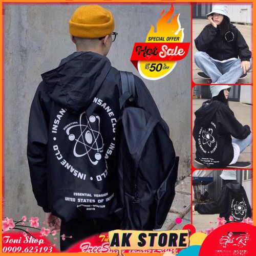 [Kèm Quà] ÁO KHOÁC DÙ Insane Clo (M570 - Có Form Rộng XL) - AK.STORE