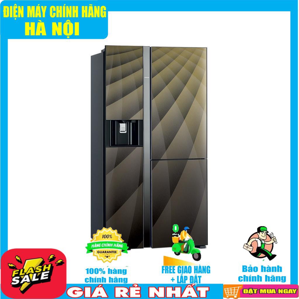 Tủ lạnh Hitachi side by side 3 cửa,say đá, màu gương sọc R-FM800AGPGV4X(DIA)