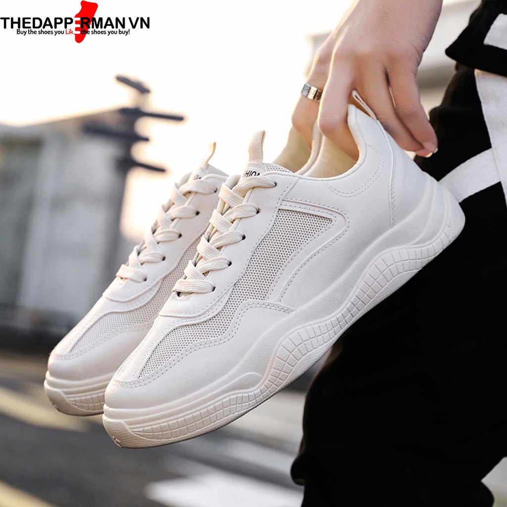 Giày nam thể thao sneaker THEDAPPERMAN CS02 chất liệu da, đế cao su nhiệt dẻo, êm chân, chống trơn trượt, màu kem