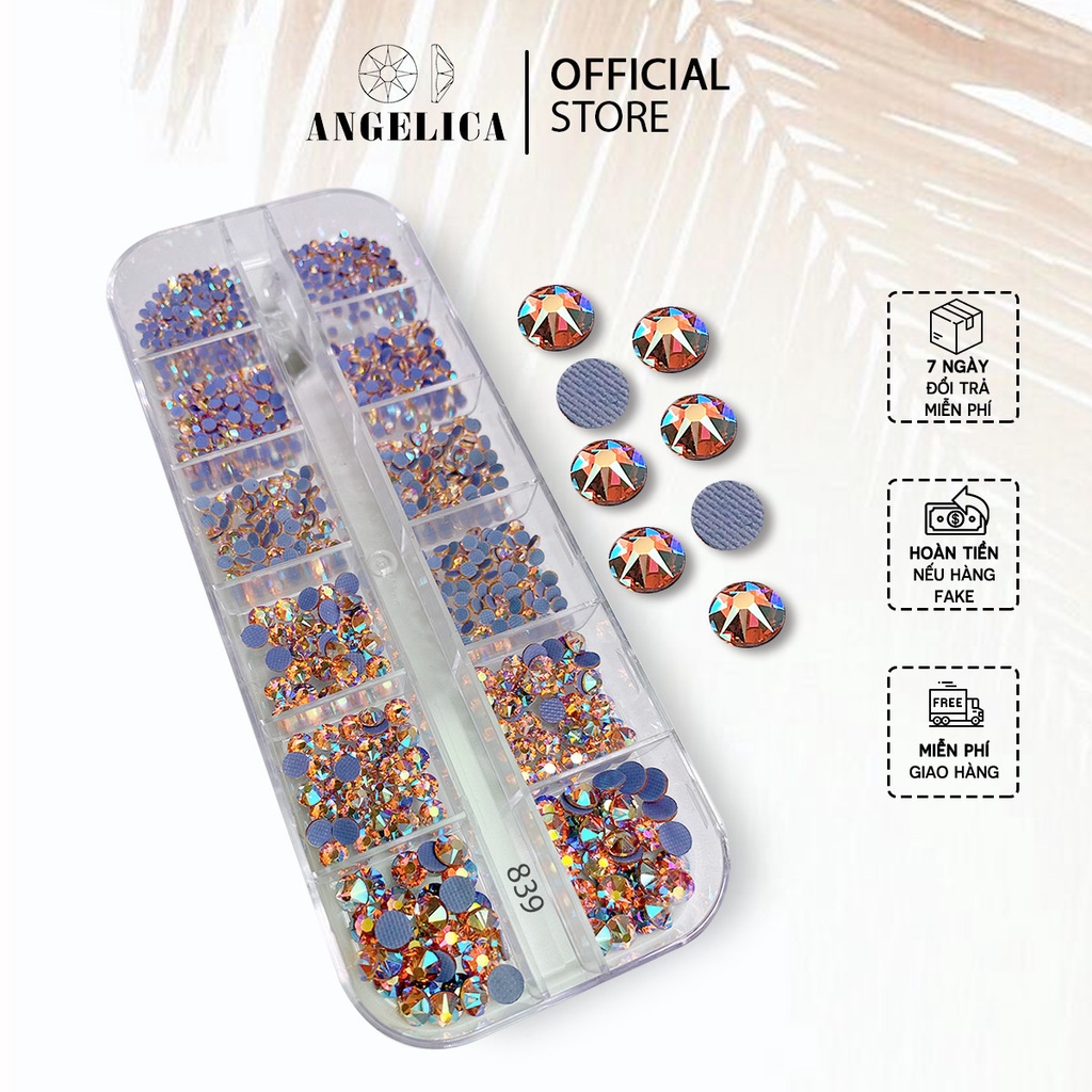 Đá Nail Chân Lưới 16 Khía Padparadscha Ab Đính Trang Trí Móng ANGELICA 839