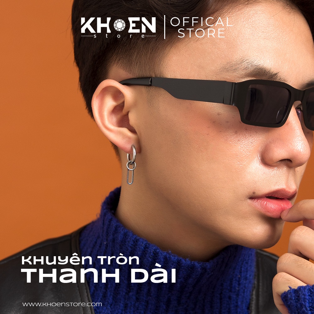 Khuyên tròn thanh dài nam - Thép không gỉ - Khoen Store