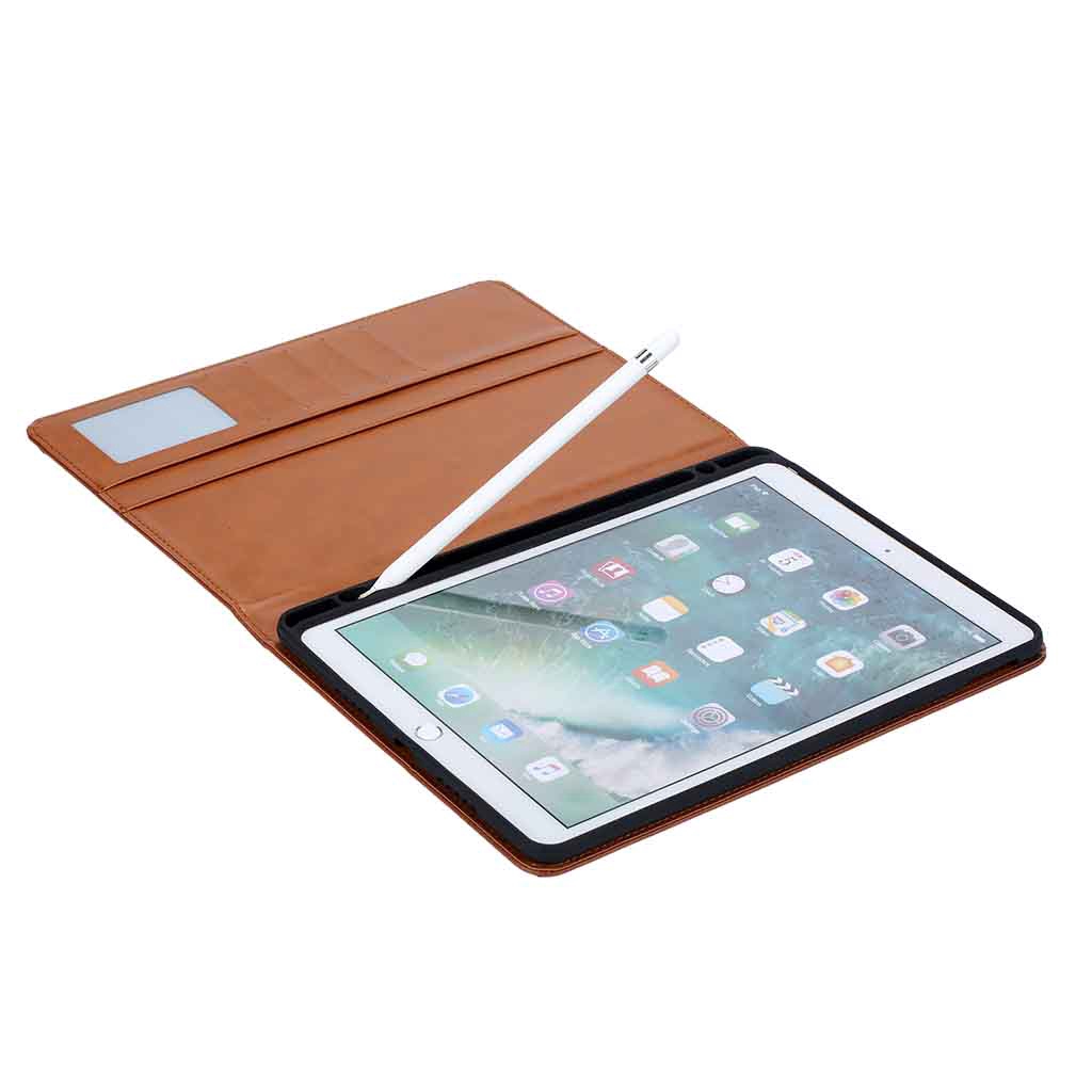 Pu Leather Case With Pen Holder For Apple iPad5 iPad6 iPad7thGen iPad8th iPad9 iPad10.2" mini3 mini4 mini5 mini6 8.3" Pro10.5" Air1 Air2 Air3 Air4 10.9" Pro11 Pro12.9" Auto Wake Sleep Cover