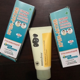 Combo kem chống nắng Nga + srm innisfree