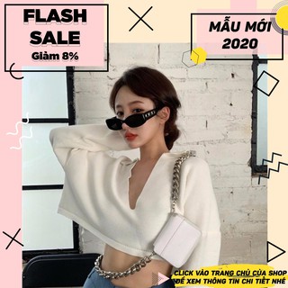 [CÓ SẴN_FEEDBACK CUỐI]  ÁO CROPTOP LEN TĂM GÂN MỎNG DÀI TAY CỔ V KHOÉT SANG CHẢNH THỜI TRANG ULZZANG ĐÔNG XUÂN 2020 HOT