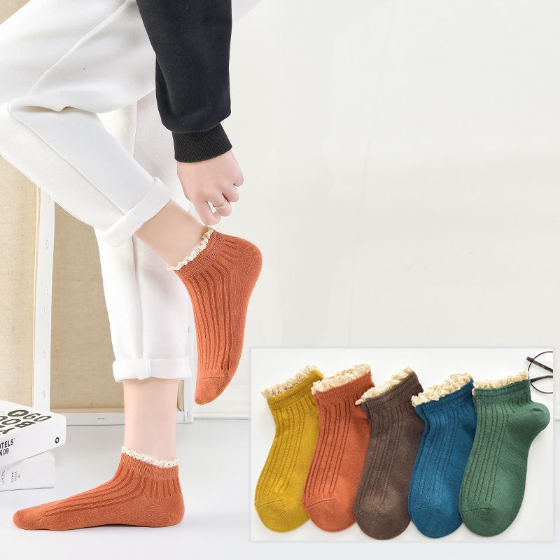 Tất cổ ren nhún bèo, vớ nhiều màu vitage loại cổ ngắn và cổ lửng style hàn quốc - sogeum.store