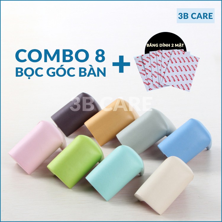 Combo 8 bọc góc bàn cao su non/Miếng Mút Xốp Bọc Cạnh Bàn - Bịt Góc Bàn An Toàn Cho Bé