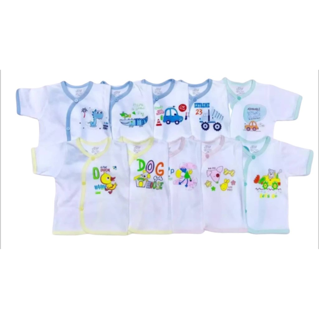 Áo sơ sinh tay ngắn cài xéo trắng JOU cho bé trai, bé gái từ 3-9kg - Chất vải 100% cotton mềm mịn, thoáng mát