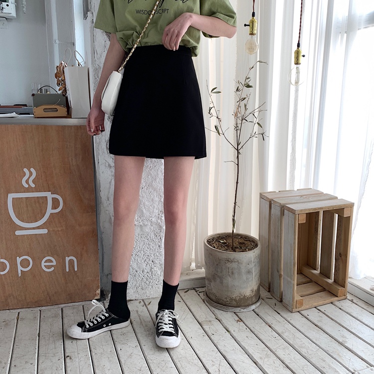 All-match high waist casual basic solid color simple summer slim mini skirt